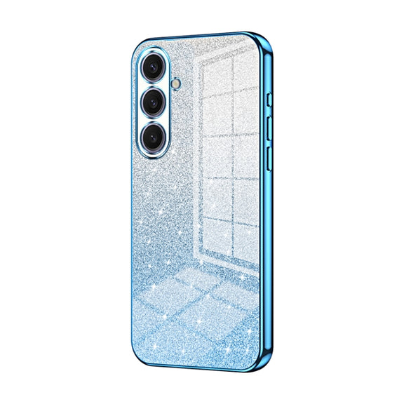 For Samsung Galaxy S25+ 5G Gradient Glitter Powder Electroplated Phone Case(Blue)