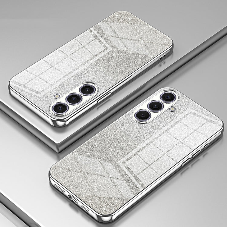 For Samsung Galaxy S25+ 5G Gradient Glitter Powder Electroplated Phone Case(Silver)
