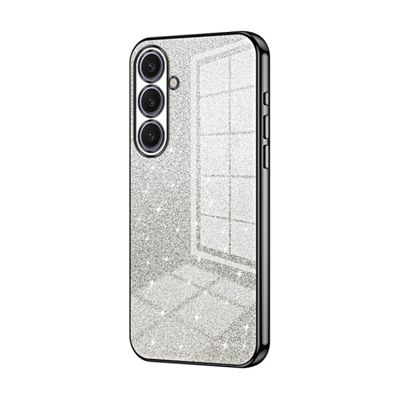 For Samsung Galaxy S25+ 5G Gradient Glitter Powder Electroplated Phone Case(Black)