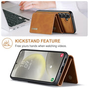 For Samsung Galaxy S24 FE 5G DG.MING M1 Series 3-Fold Multi Card Wallet + Magnetic Phone Case(Brown)