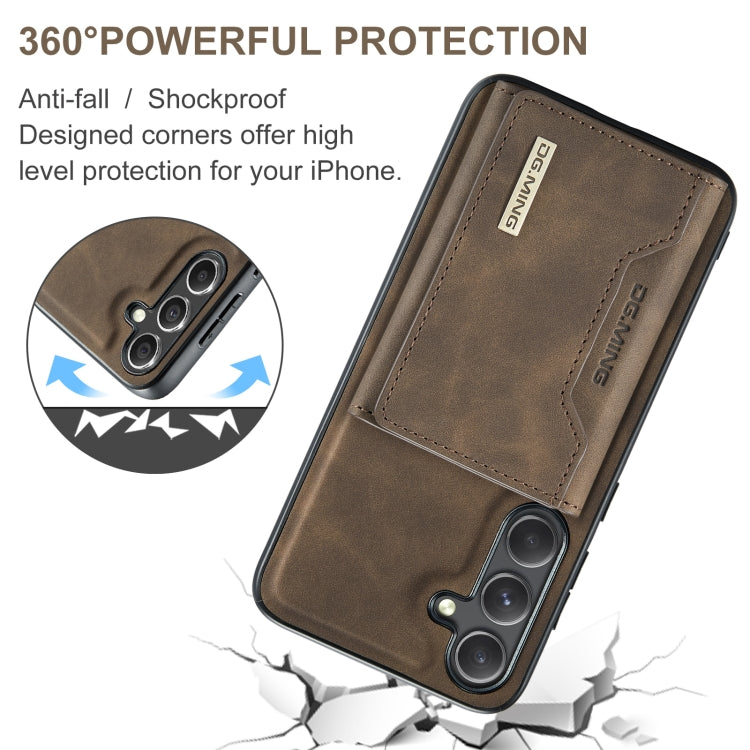 For Samsung Galaxy S24 FE 5G DG.MING M2 Series 3-Fold Multi Card Bag + Magnetic Phone Case(Coffee)