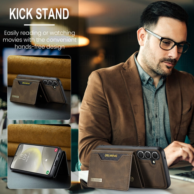 For Samsung Galaxy S24 FE 5G DG.MING M2 Series 3-Fold Multi Card Bag + Magnetic Phone Case(Coffee)