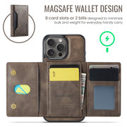 For iPhone 16 Pro Max DG.MING MAGKING-K2 Series MagSafe RFID Card Bag Detachable Phone Case(Coffee)
