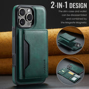 For iPhone 16 Pro DG.MING MAGKING-K2 Series MagSafe RFID Card Bag Detachable Phone Case(Green)