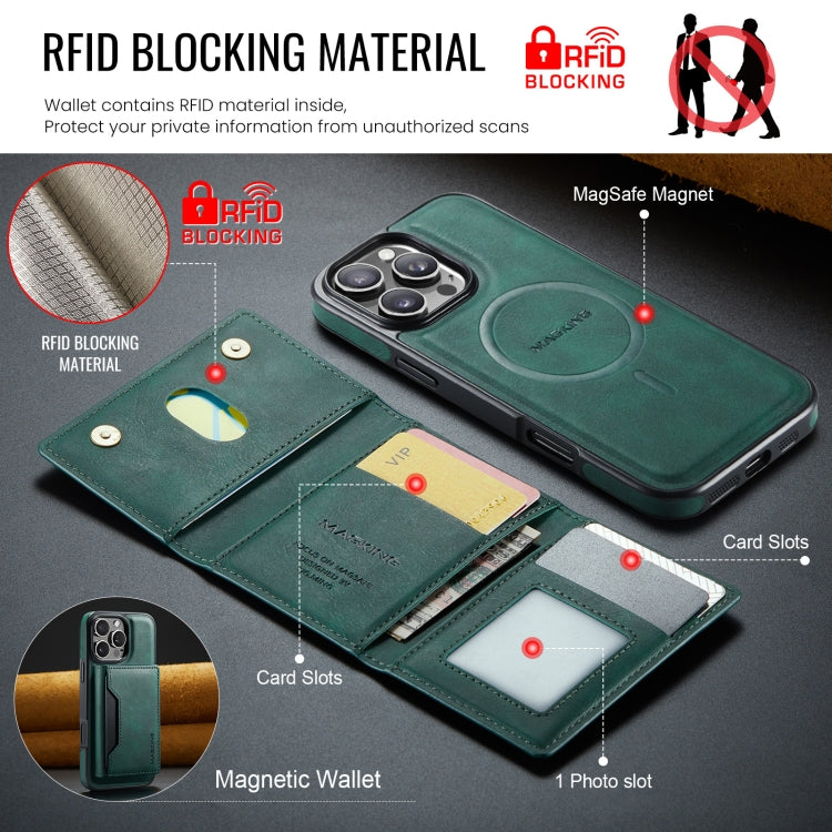 For iPhone 16 Pro DG.MING MAGKING-K2 Series MagSafe RFID Card Bag Detachable Phone Case(Green)