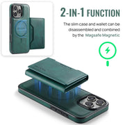 For iPhone 16 Pro DG.MING MAGKING-K2 Series MagSafe RFID Card Bag Detachable Phone Case(Green)