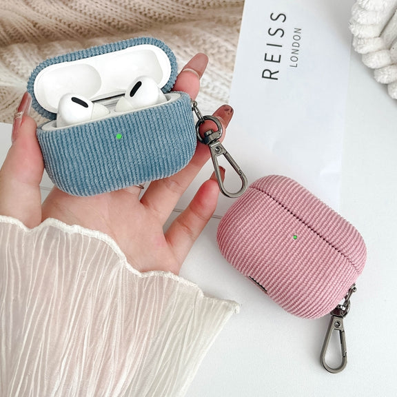 For AirPods Pro Corduroy Cloth Pattern Earphone Protective Case(Khaki)