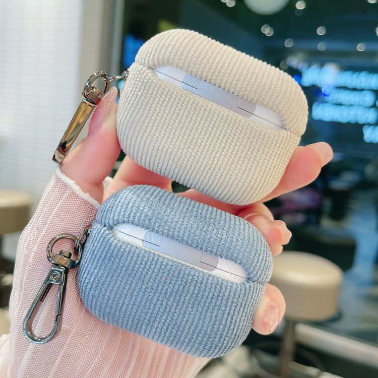 For AirPods Pro Corduroy Cloth Pattern Earphone Protective Case(Beige)