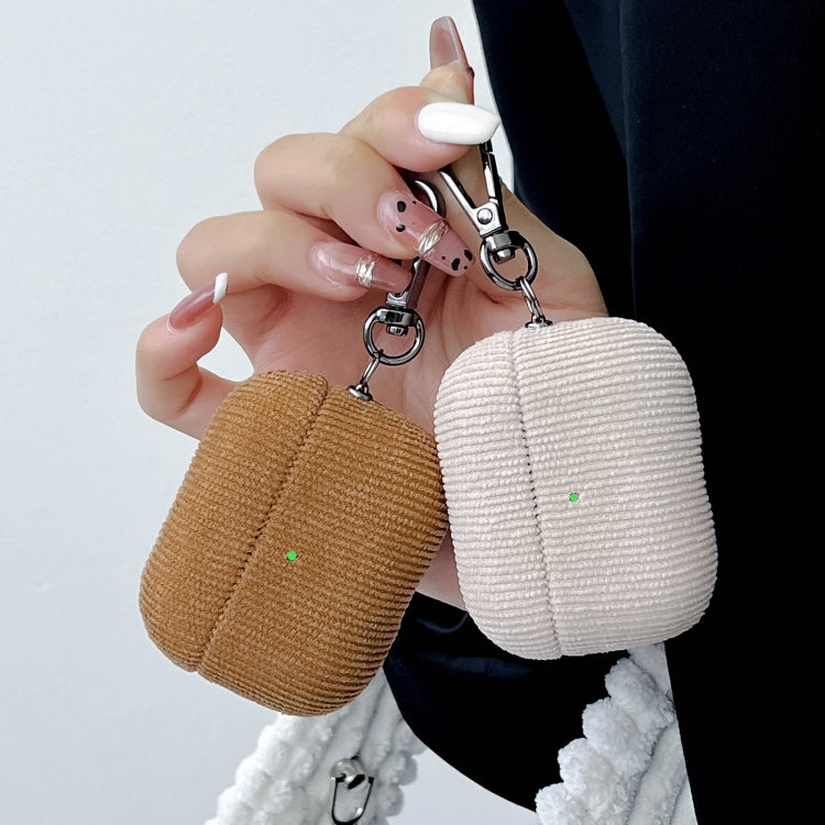 For AirPods Pro 2 Corduroy Cloth Pattern Earphone Protective Case(Khaki)