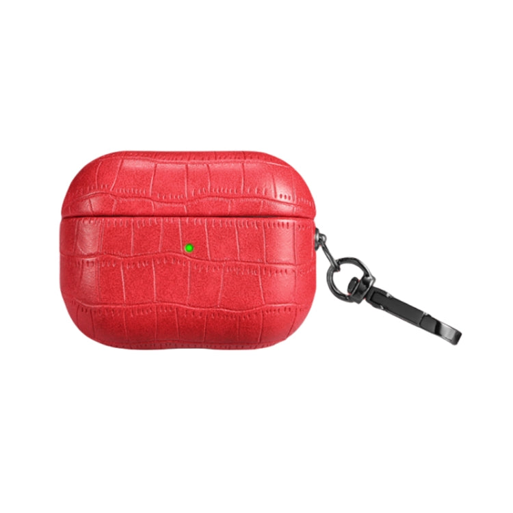 For AirPods Pro 2 Crocodile Texture Earphone Protective Case(Red)