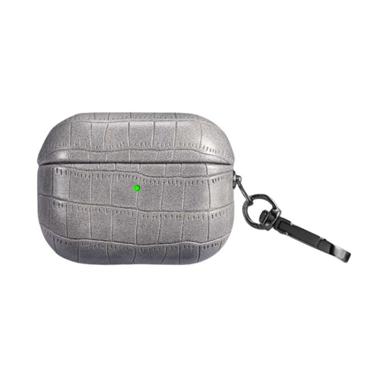 For AirPods Pro 2 Crocodile Texture Earphone Protective Case(Grey)