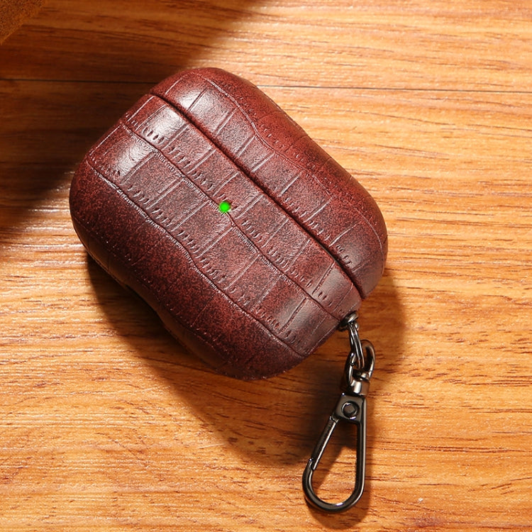 For AirPods 3 Crocodile Texture Earphone Protective Case(Dark Brown)