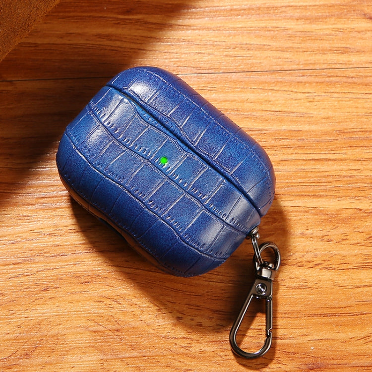 For AirPods Pro Crocodile Texture Earphone Protective Case(Royal Blue)