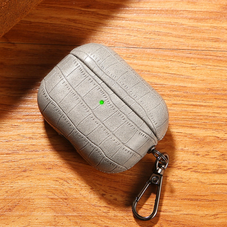 For AirPods Pro Crocodile Texture Earphone Protective Case(Grey)
