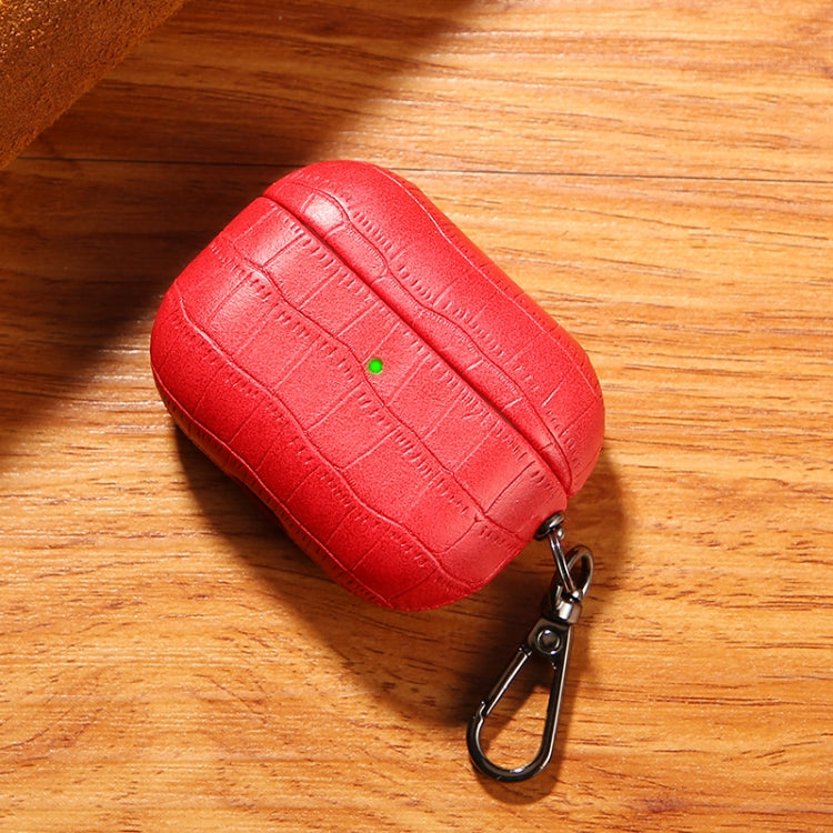 For AirPods 4 Crocodile Texture Earphone Protective Case(Red)