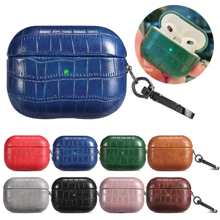 For AirPods Pro Crocodile Texture Earphone Protective Case(Royal Blue)