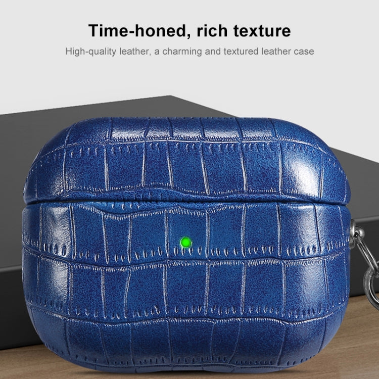 For AirPods Pro Crocodile Texture Earphone Protective Case(Royal Blue)