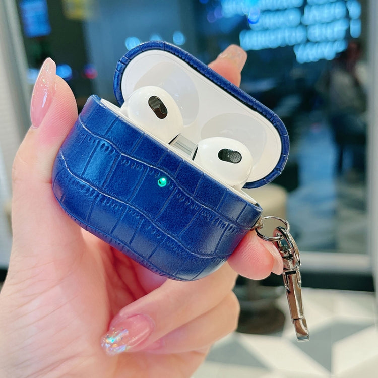 For AirPods 4 Crocodile Texture Earphone Protective Case(Royal Blue)