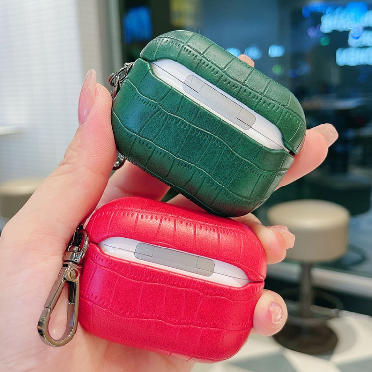 For AirPods 4 Crocodile Texture Earphone Protective Case(Red)