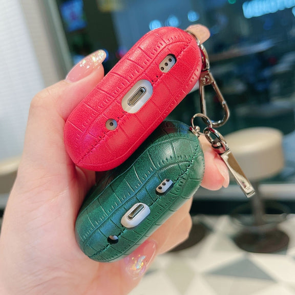 For AirPods Pro 2 Crocodile Texture Earphone Protective Case(Red)
