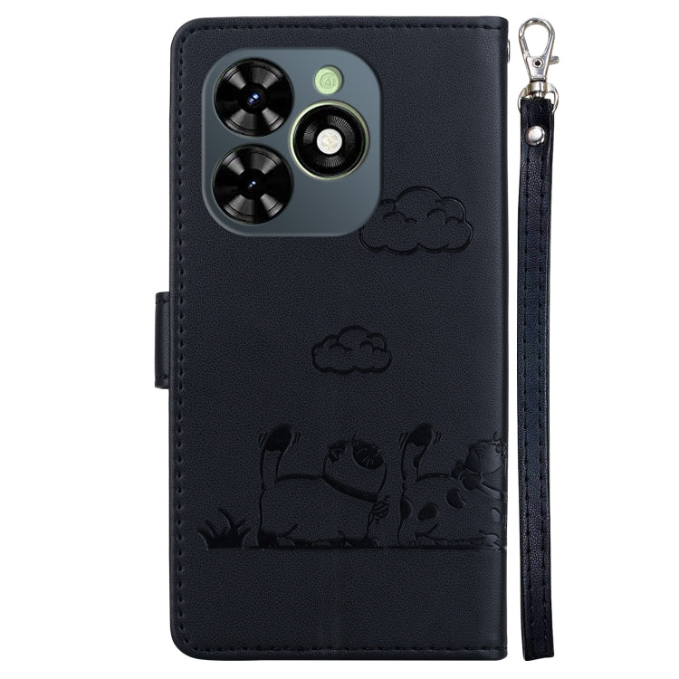 For Tecno Spark Go 2024 / 20 / 20C Cute Cats RFID Leather Phone Case(Black)