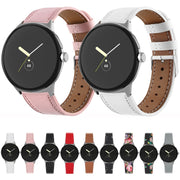 For Google Pixel Watch 3 45mm Round Tail Genuine Leather Watch Band(Black White Flower)