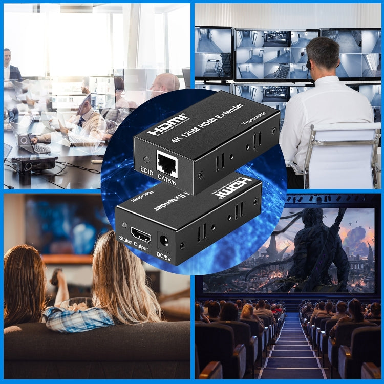 4K HDMI to RJ45 Network Extender, Transmission Distance: 120m(UK Plug)