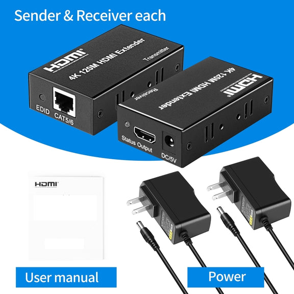 4K HDMI to RJ45 Network Extender, Transmission Distance: 120m(AU Plug)