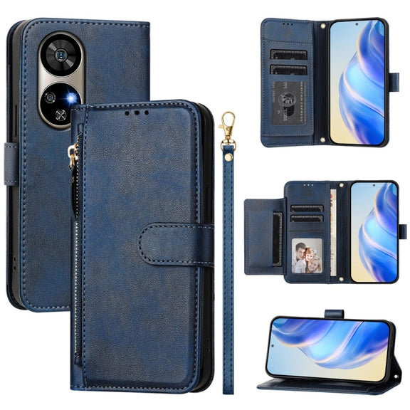 For Ulefone Note 17 Pro Multi-Card Slots Zipper Wallet Leather Phone Case(Blue)