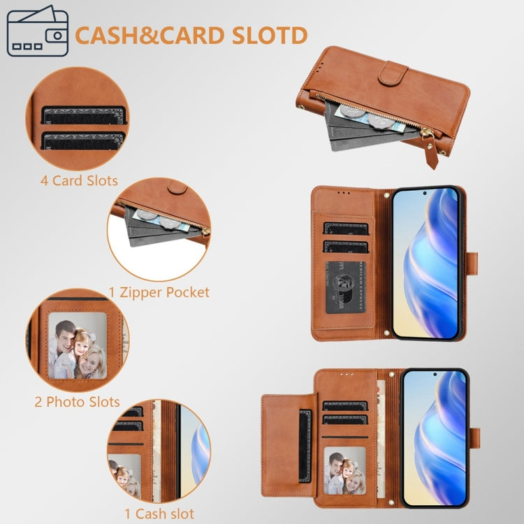 For Ulefone Note 17 Pro Multi-Card Slots Zipper Wallet Leather Phone Case(Brown)