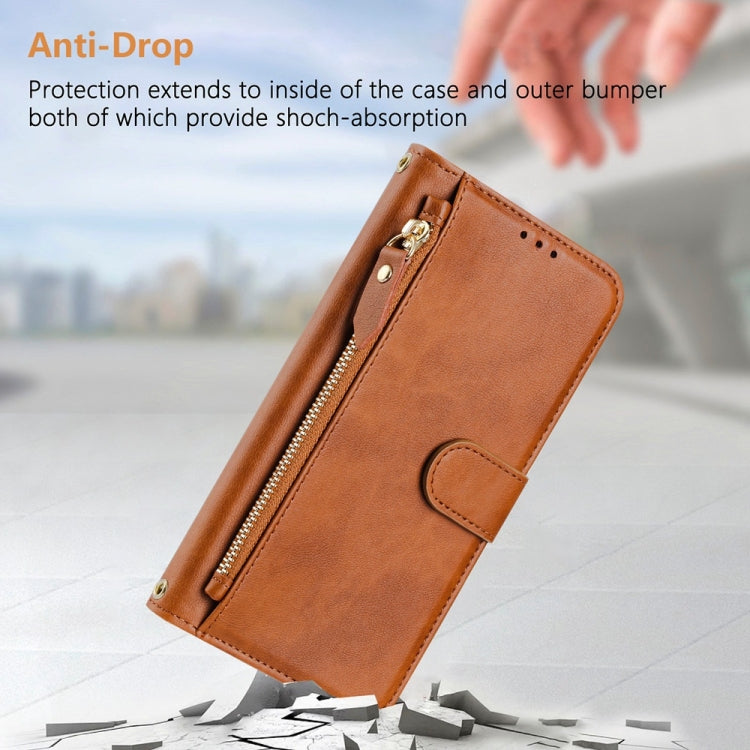 For Ulefone Note 17 Pro Multi-Card Slots Zipper Wallet Leather Phone Case(Brown)