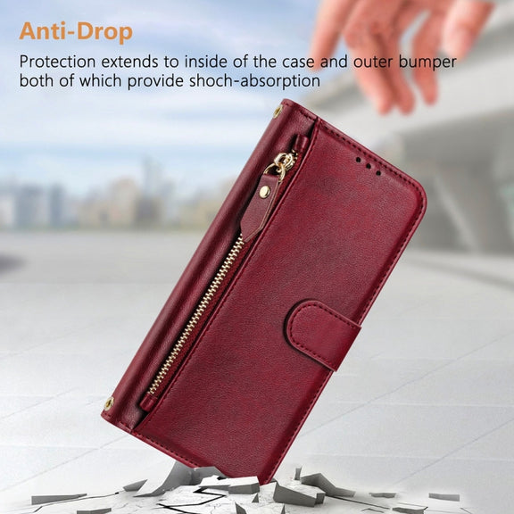 For Ulefone Note 18 Ultra Multi-Card Slots Zipper Wallet Leather Phone Case(Dark Red)