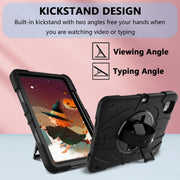 For iPad Pro 11 2024 Bat Hand Grip Turntable Stand Tablet Case(Black)
