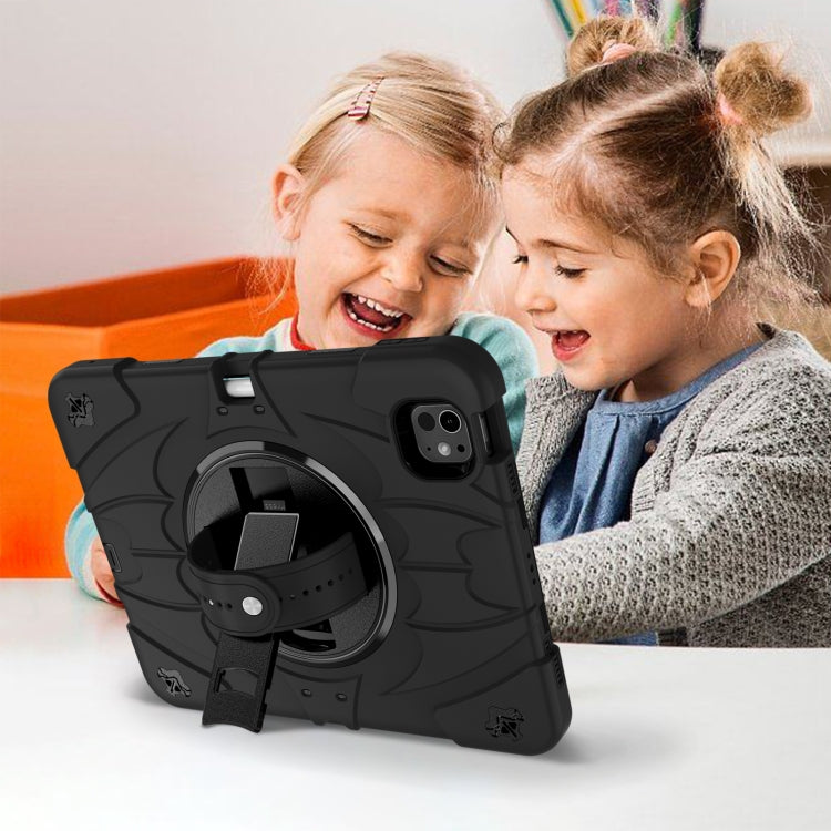 For iPad Pro 11 2024 Bat Hand Grip Turntable Stand Tablet Case(Black)