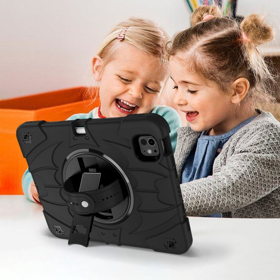 For iPad Pro 11 2024 Bat Hand Grip Turntable Stand Tablet Case(Black)