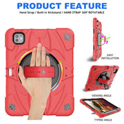 For iPad Pro 11 2024 Bat Hand Grip Turntable Stand Tablet Case(Red Black)