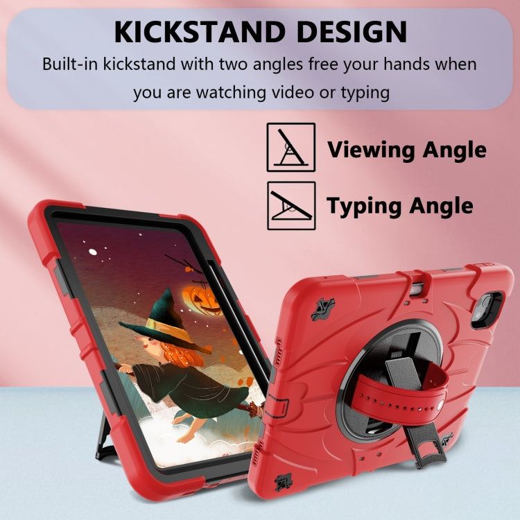 For iPad Pro 11 2024 Bat Hand Grip Turntable Stand Tablet Case(Red Black)