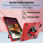 For iPad Pro 11 2024 Bat Hand Grip Turntable Stand Tablet Case(Red Black)