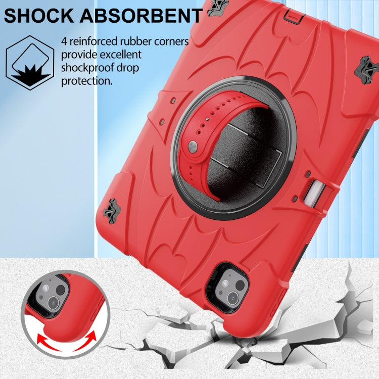 For iPad Pro 11 2024 Bat Hand Grip Turntable Stand Tablet Case(Red Black)