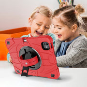 For iPad Pro 11 2024 Bat Hand Grip Turntable Stand Tablet Case(Red Black)