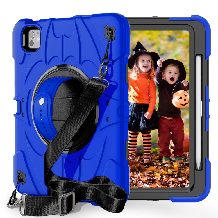 For iPad Pro 11 2024 Bat Hand Grip Turntable Stand Tablet Case(Blue Black)