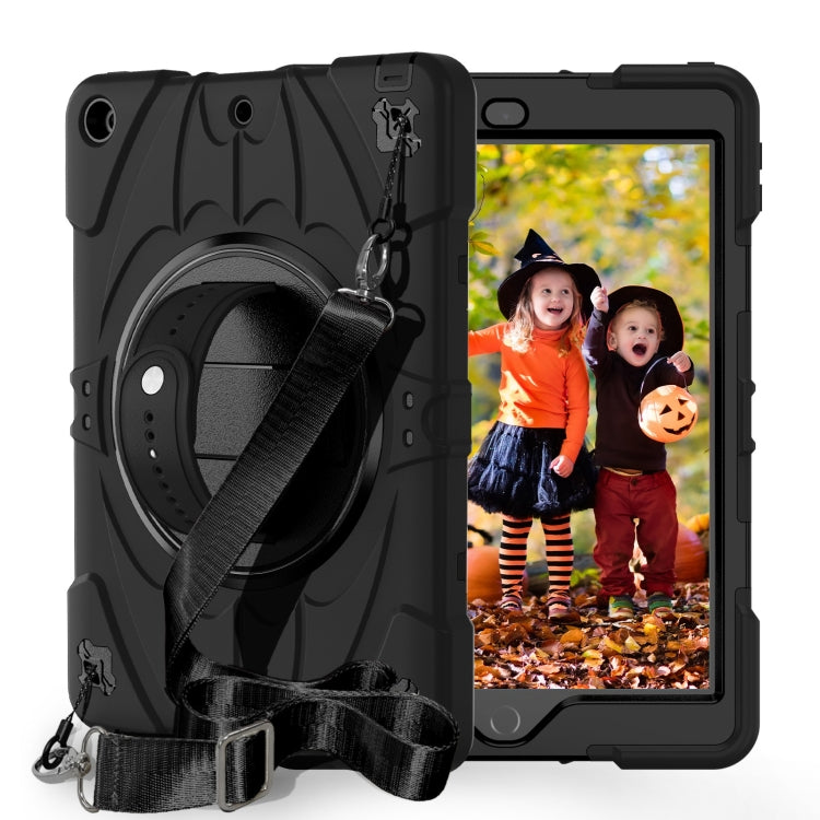 For iPad 9.7 2018 / 2017 / Air 2 Bat Hand Grip Turntable Stand Tablet Case(Black)