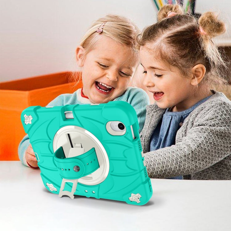 For iPad mini 6 Bat Hand Grip Turntable Stand Tablet Case(Mint Green White)
