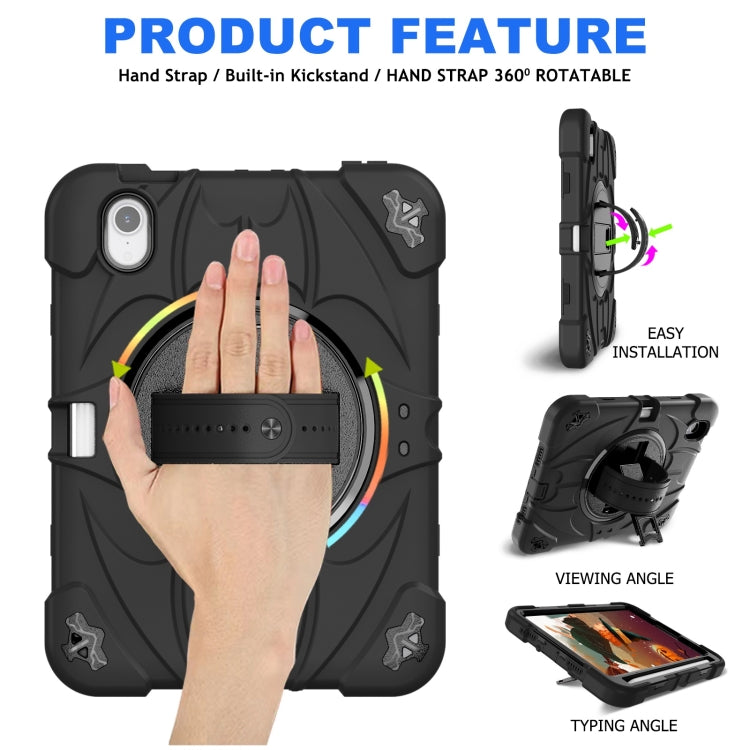 For iPad mini 6 Bat Hand Grip Turntable Stand Tablet Case(Black)