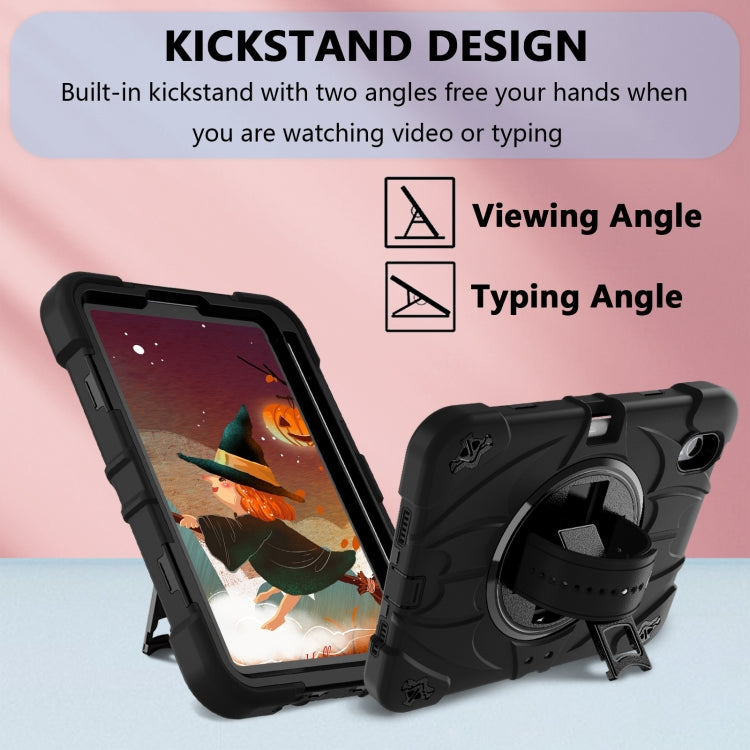 For iPad mini 6 Bat Hand Grip Turntable Stand Tablet Case(Black)
