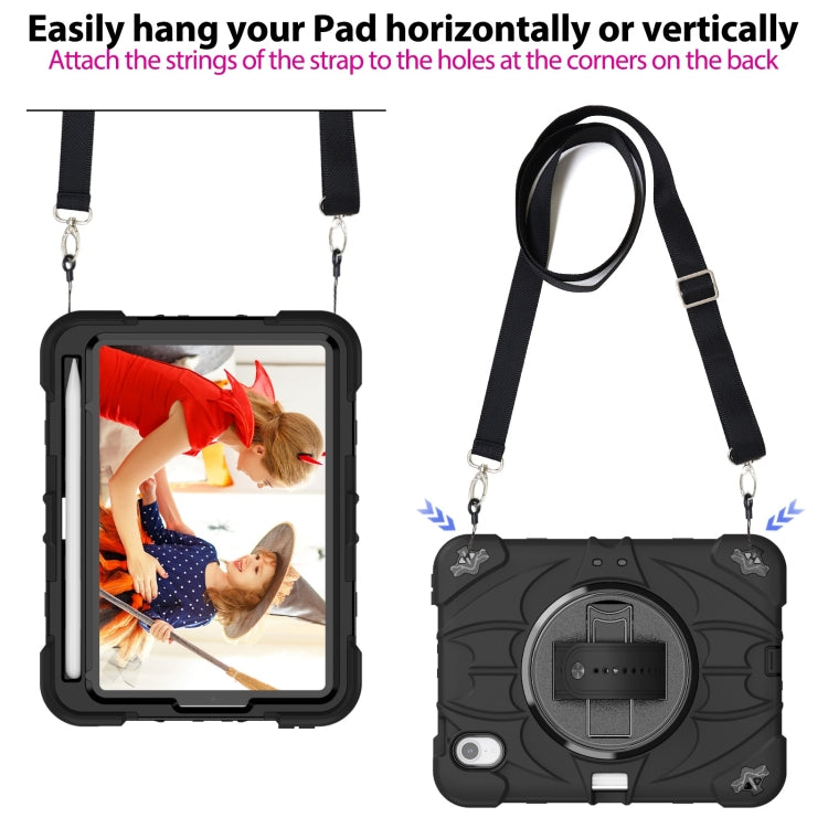 For iPad mini 6 Bat Hand Grip Turntable Stand Tablet Case(Black)