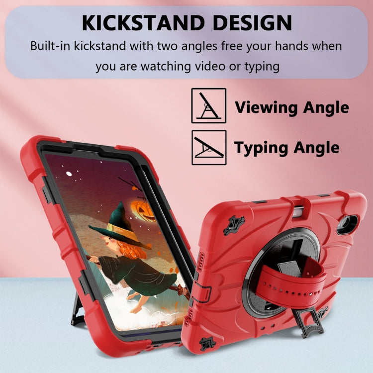 For iPad mini 6 Bat Hand Grip Turntable Stand Tablet Case(Red Black)