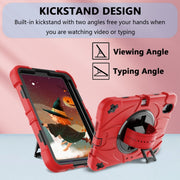 For iPad mini 6 Bat Hand Grip Turntable Stand Tablet Case(Red Black)