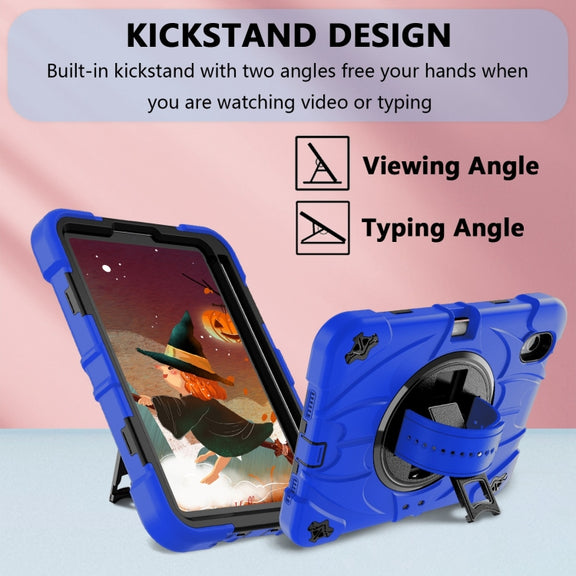 For iPad mini 6 Bat Hand Grip Turntable Stand Tablet Case(Blue Black)
