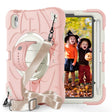 For iPad mini 6 / mini 2024 Bat Hand Grip Turntable Stand Tablet Case(Pink White) - iPad mini 6 Cases by PMC Jewellery | Online Shopping South Africa | PMC Jewellery | Buy Now Pay Later Mobicred